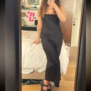 Black Nasty Gal Satin Slip Dress